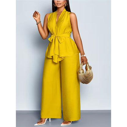Women's Sleeveless Top & Wide-Leg Pants Set