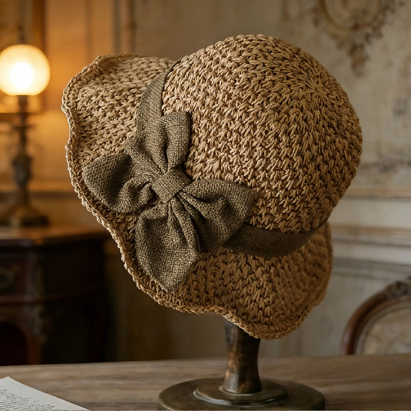 Elegant Woven Straw Sun Hat with Bow