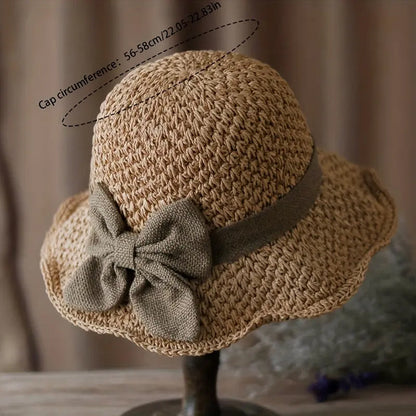 Elegant Woven Straw Sun Hat with Bow