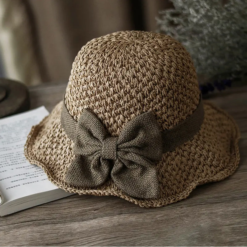 Elegant Woven Straw Sun Hat with Bow