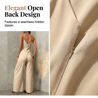 Women's Casual V-Neck Spaghetti Strap Jumpsuit