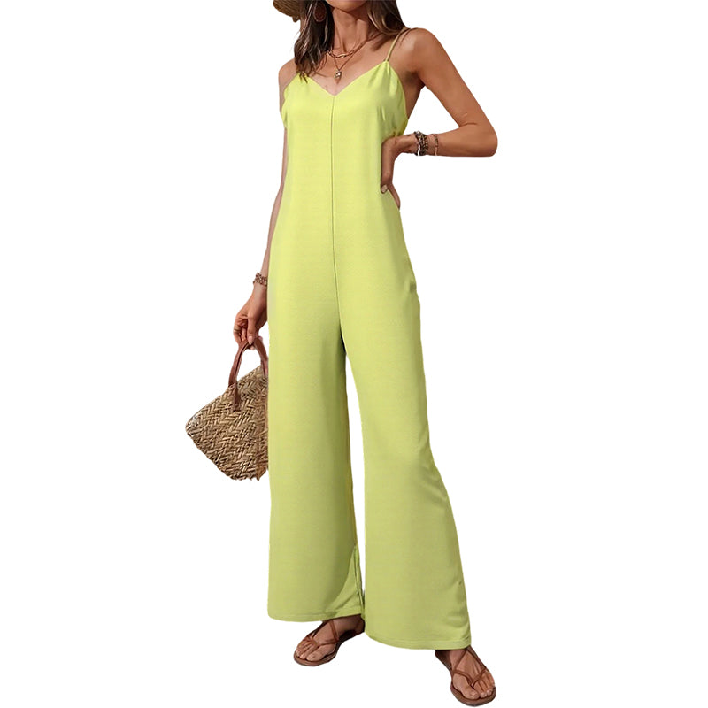 Women's Casual V-Neck Spaghetti Strap Jumpsuit