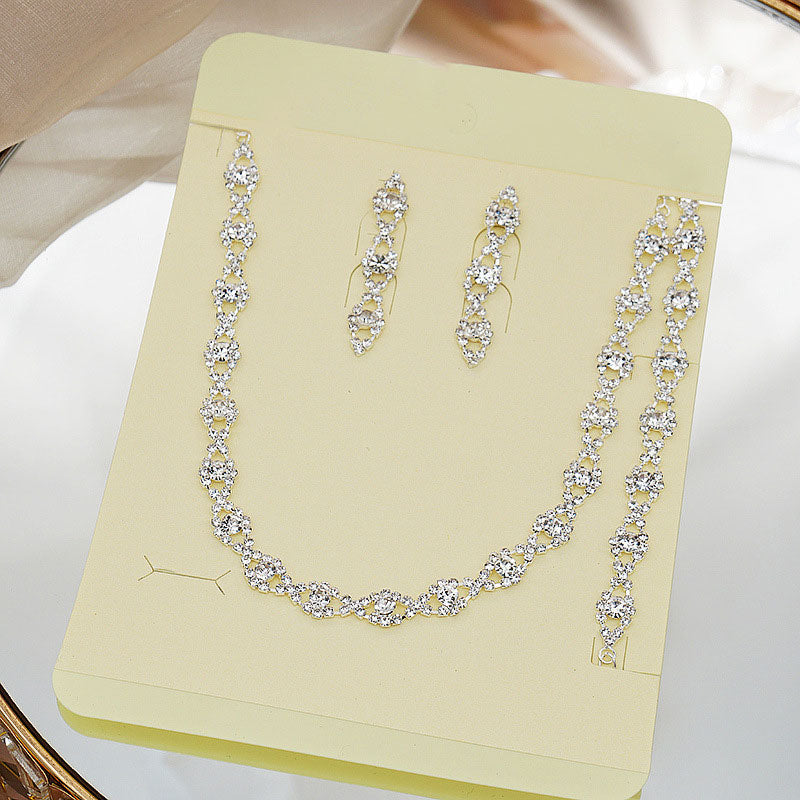 Sparkling Zirconia Jewellery Set : Necklace, Bracelet, Hanging Earrings