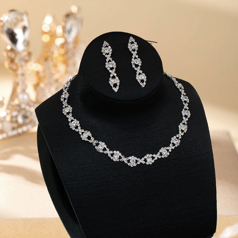 Sparkling Zirconia Jewellery Set : Necklace, Bracelet, Hanging Earrings
