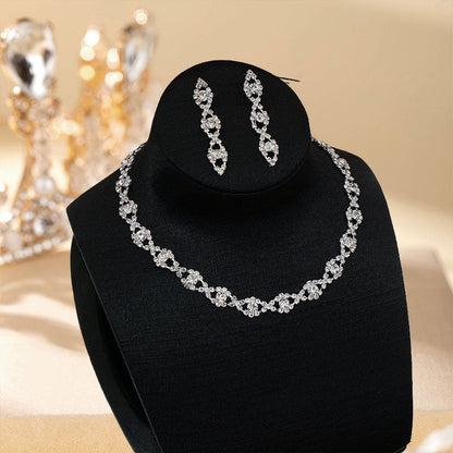 Sparkling Zirconia Jewellery Set : Necklace, Bracelet, Hanging Earrings