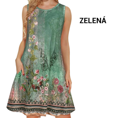 Women's sleeveless printed dress with pockets