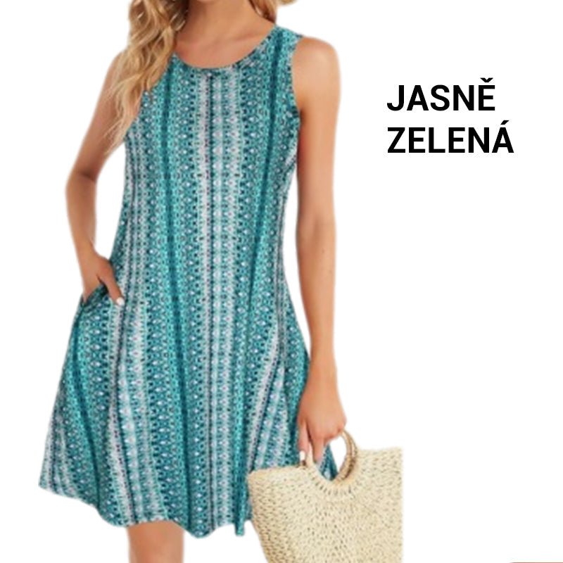 Women's sleeveless printed dress with pockets