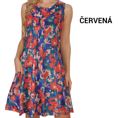Women's sleeveless printed dress with pockets