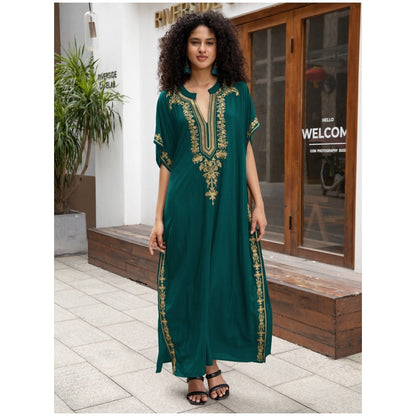 Embroidered Maxi Dress with Side Slit