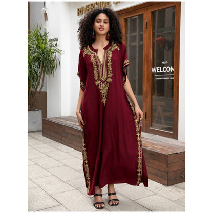 Embroidered Maxi Dress with Side Slit