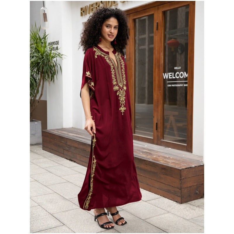 Embroidered Maxi Dress with Side Slit