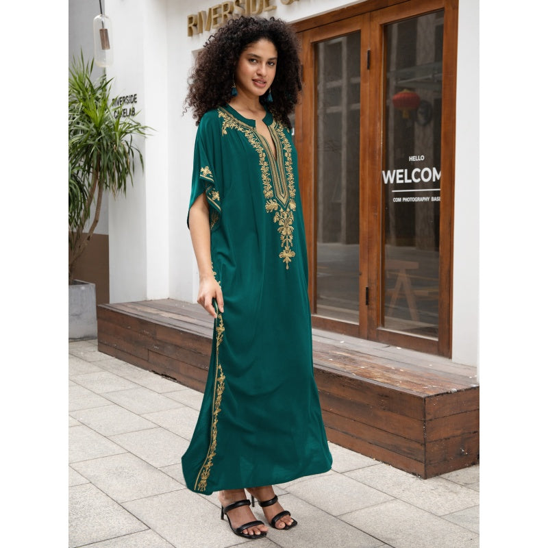 Embroidered Maxi Dress with Side Slit