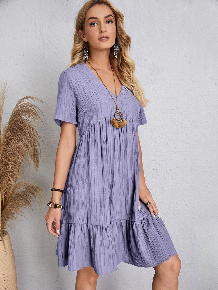 【S-3XL】👗Loose Casual Tie Waist Flowy Dress