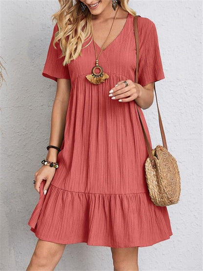 【S-3XL】👗Loose Casual Tie Waist Flowy Dress