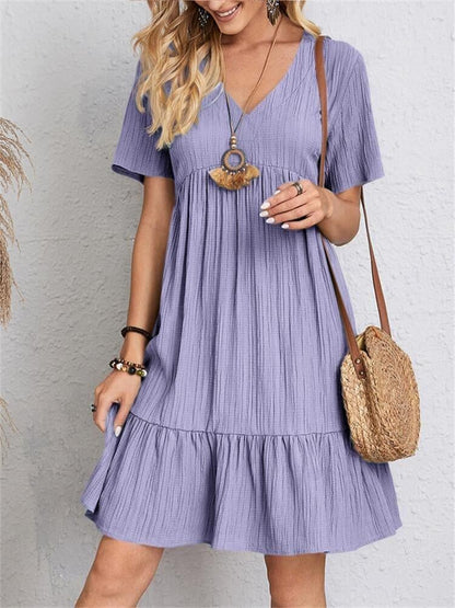 【S-3XL】👗Loose Casual Tie Waist Flowy Dress