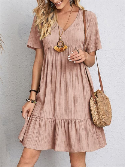 【S-3XL】👗Loose Casual Tie Waist Flowy Dress