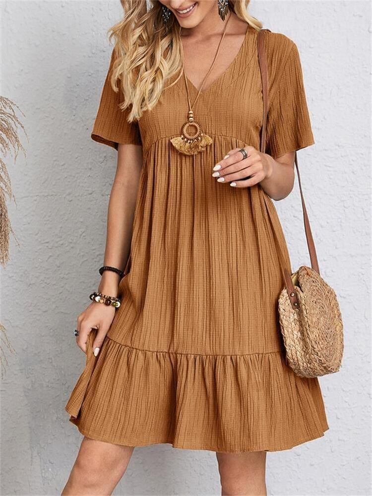 【S-3XL】👗Loose Casual Tie Waist Flowy Dress