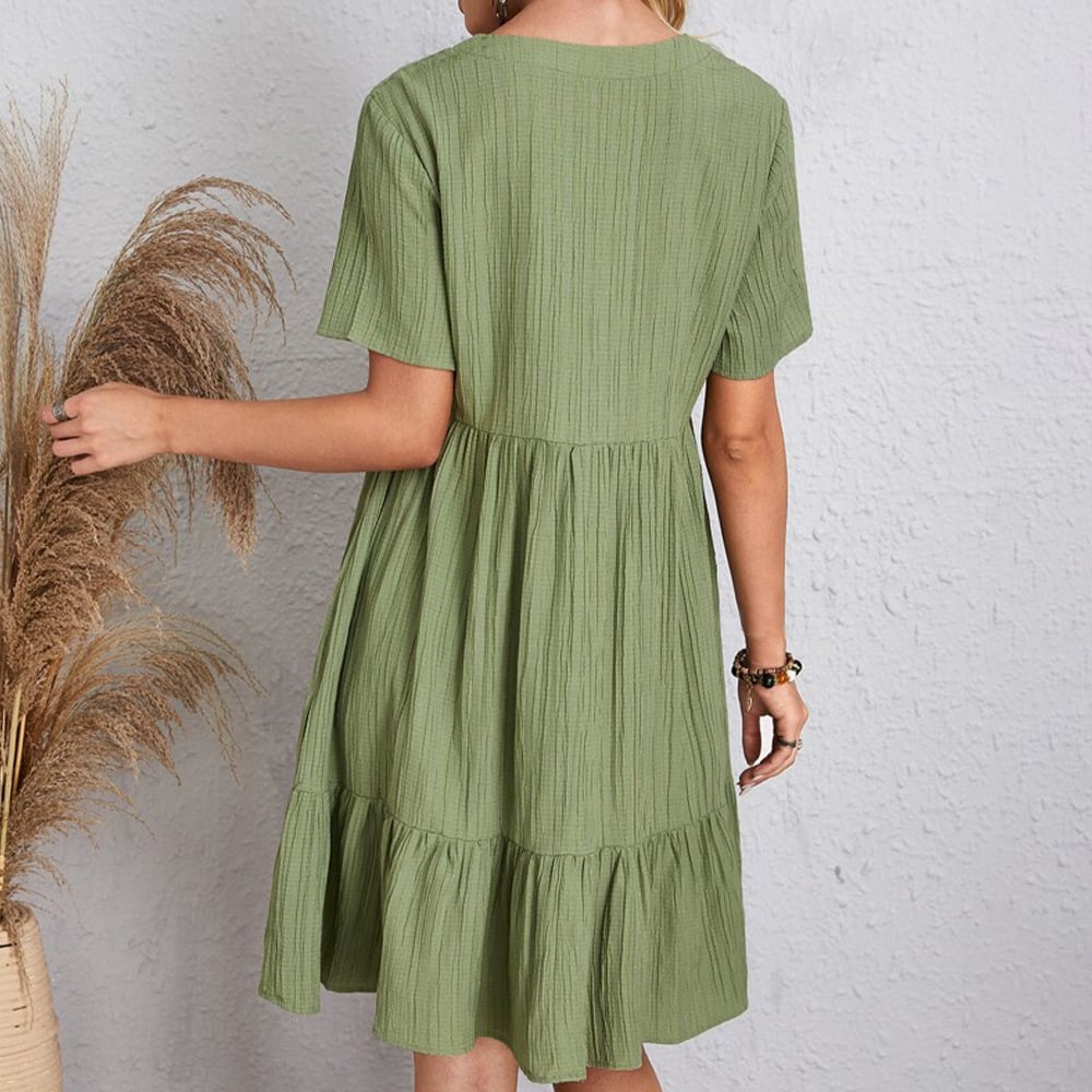 【S-3XL】👗Loose Casual Tie Waist Flowy Dress