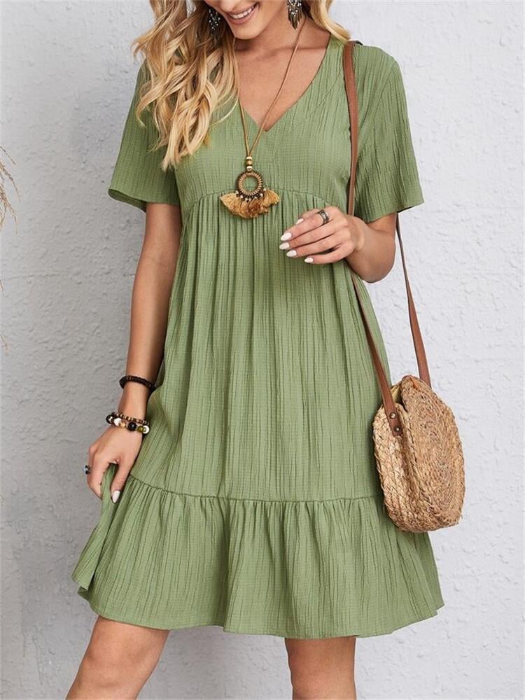 【S-3XL】👗Loose Casual Tie Waist Flowy Dress