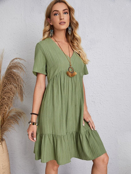 【S-3XL】👗Loose Casual Tie Waist Flowy Dress
