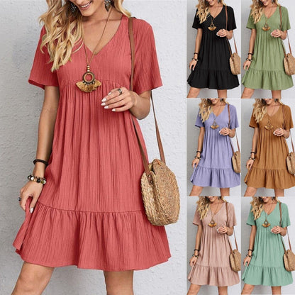 【S-3XL】👗Loose Casual Tie Waist Flowy Dress