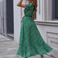 Printed V Neck Ruffle Midi Dress
