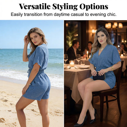 Summer Casual Elastic Waist Romper Shorts