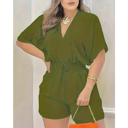 Summer Casual Elastic Waist Romper Shorts