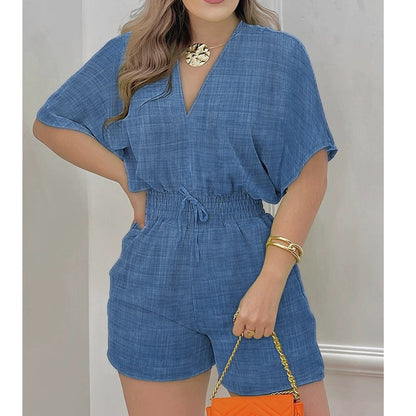Summer Casual Elastic Waist Romper Shorts