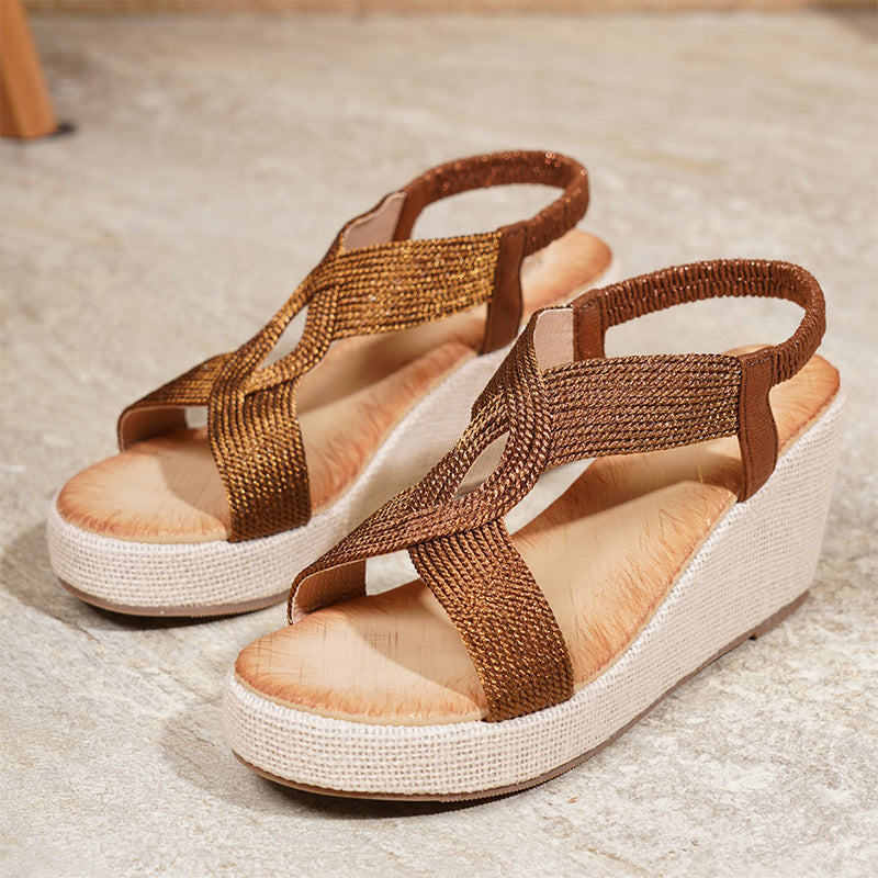 Women's Woven Strap Wedge Platform Sandals