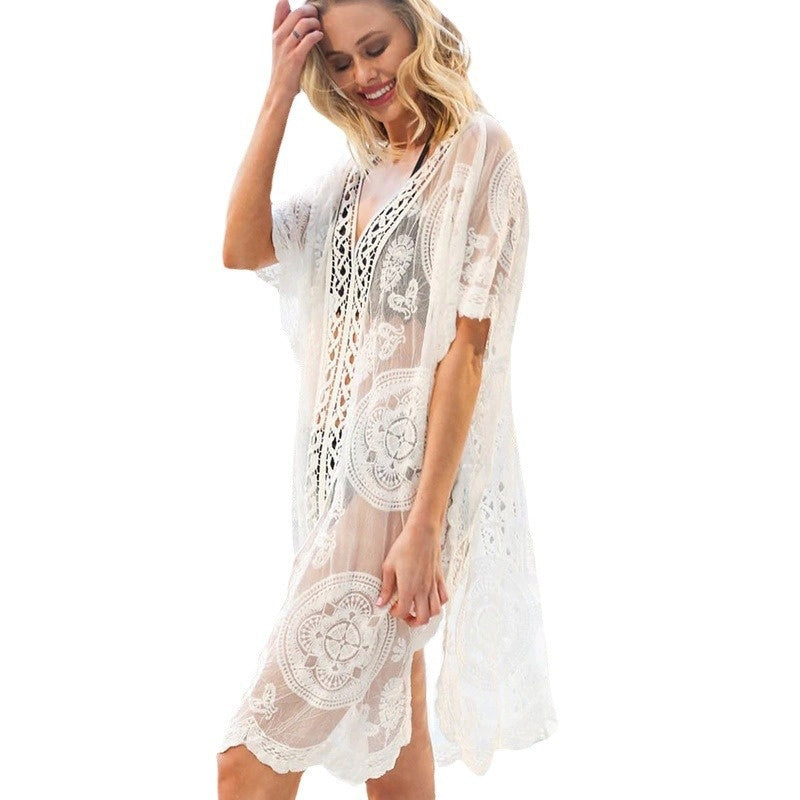 Women's Lace Crochet Beach Cover-Up Cardigan