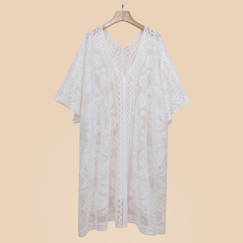 Women's Lace Crochet Beach Cover-Up Cardigan