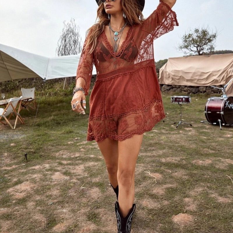 Woman’s Sexy V-Neck Loose bikini Cover-up