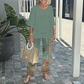 Women’s Printed Pants and Crew Neck Top Set