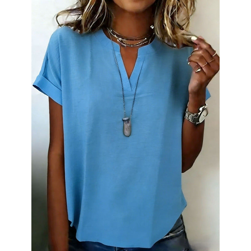 Women's Casual V-Neck Short Sleeve Top