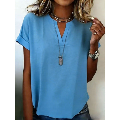 Women's Casual V-Neck Short Sleeve Top
