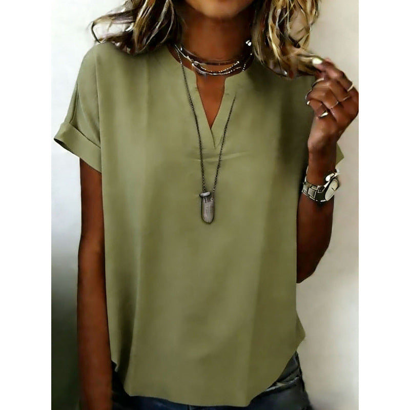 Women's Casual V-Neck Short Sleeve Top