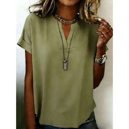 Women's Casual V-Neck Short Sleeve Top