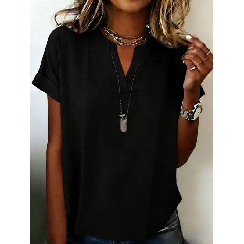 Women's Casual V-Neck Short Sleeve Top