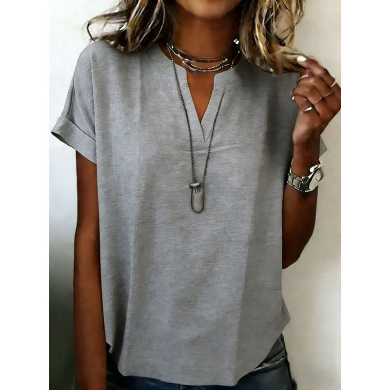 Women's Casual V-Neck Short Sleeve Top