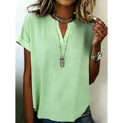 Women's Casual V-Neck Short Sleeve Top