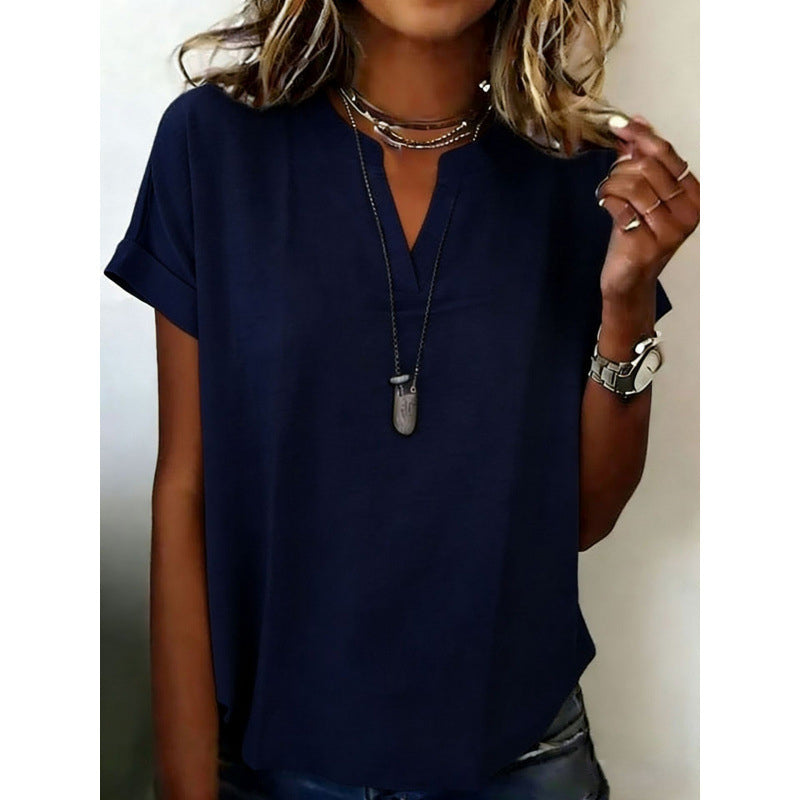 Women's Casual V-Neck Short Sleeve Top