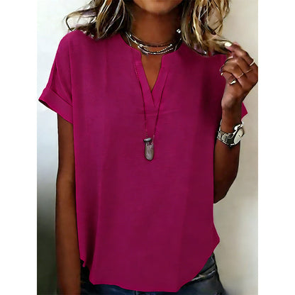 Women's Casual V-Neck Short Sleeve Top