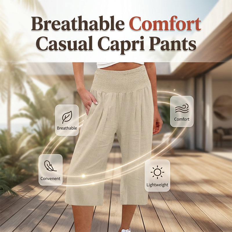 Lightweight Elastic Waist Crop Pants for Women