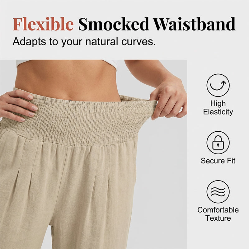 Lightweight Elastic Waist Crop Pants for Women
