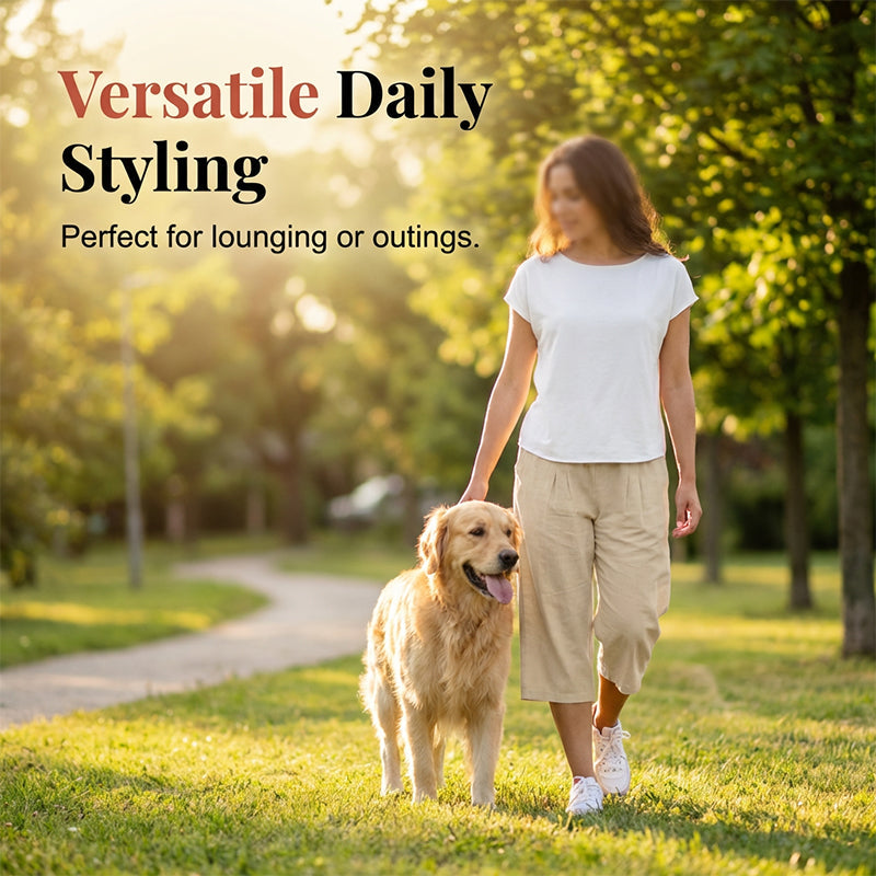Lightweight Elastic Waist Crop Pants for Women