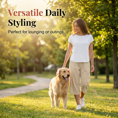Lightweight Elastic Waist Crop Pants for Women