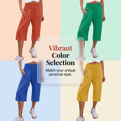 Lightweight Elastic Waist Crop Pants for Women