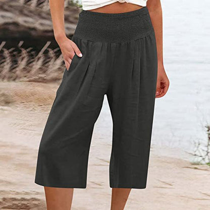 Lightweight Elastic Waist Crop Pants for Women