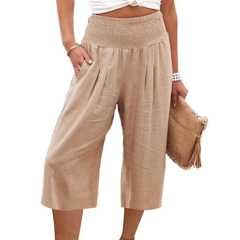 Lightweight Elastic Waist Crop Pants for Women